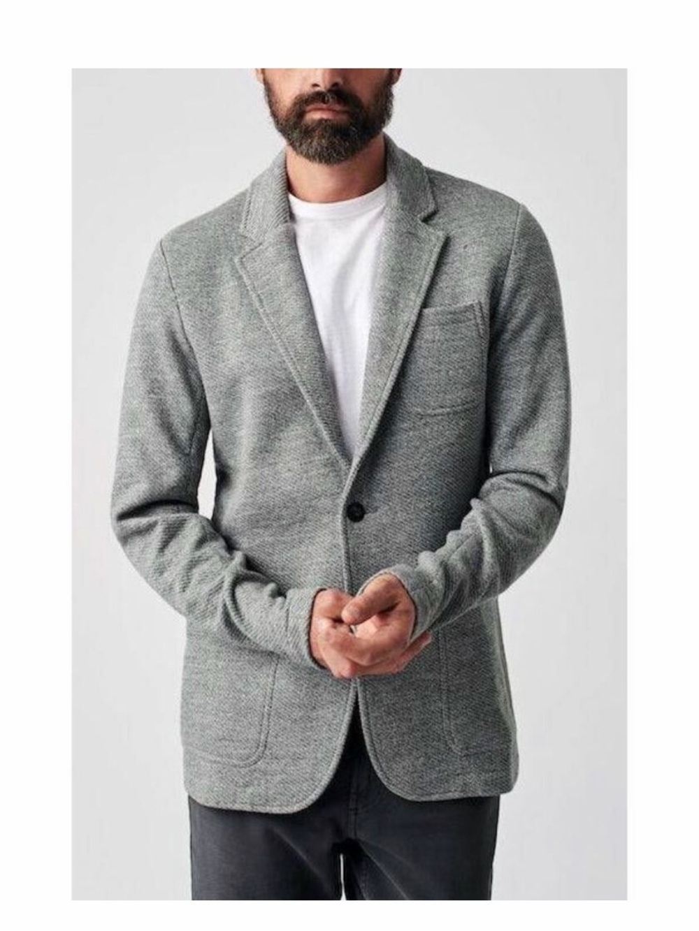 Faherty Inlet Knit Grey Melange Blazer mens size L organic cotton blend